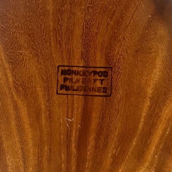 HUGE Philippines Monkey Pod Wood Leaf Shape Bowl, nuts, fruit, candy Vintage MCM - Picture 5 of 5